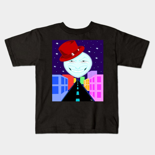 Moon Mischief Kids T-Shirt by bena1y